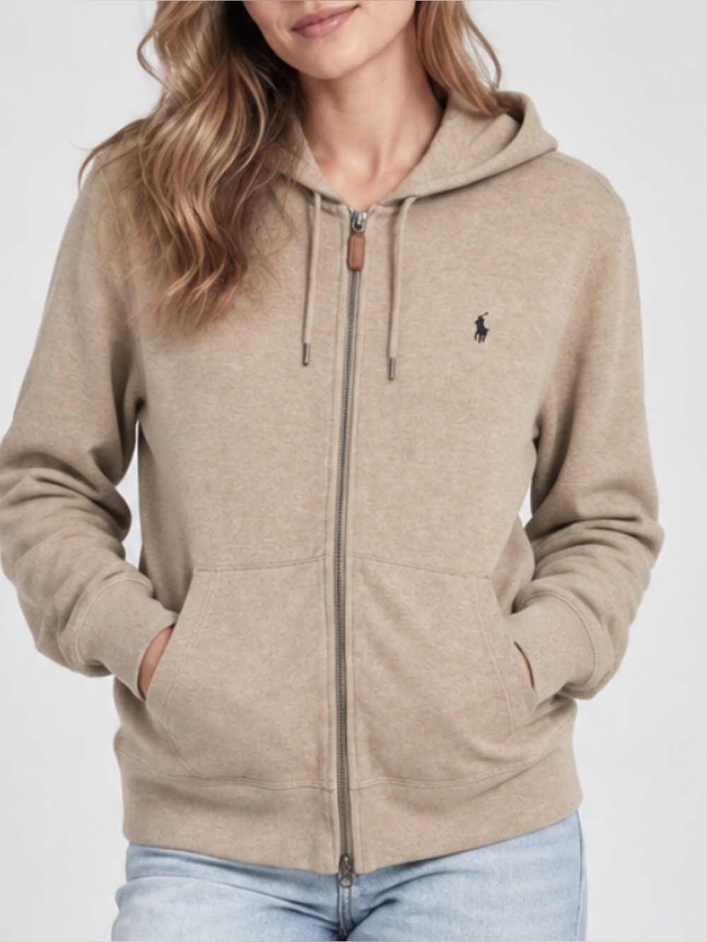 Ralph Lauren Heritage Hoodie Full Zip Sweatshirt in Toast Brown